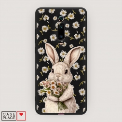 Матовый силиконовый чехол Зайка с букетом на Xiaomi Redmi K20 Pro