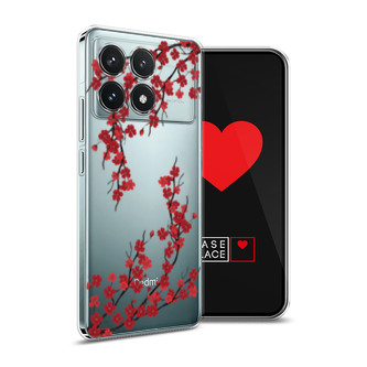 Силиконовый чехол Красная сакура на Xiaomi Redmi K70 5G
