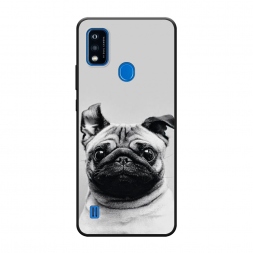 Матовый силиконовый чехол Ушастый мопс на ZTE Blade A51