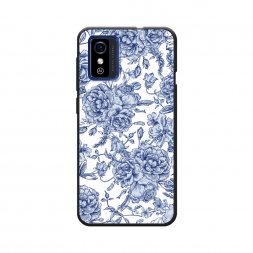 Матовый силиконовый чехол Гжель цветы рисунок на ZTE Blade L9