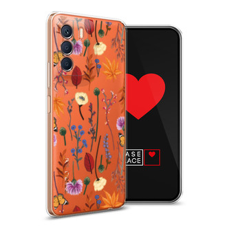 Силиконовый чехол Orange Purple flowers на Infinix Zero 5G 2023