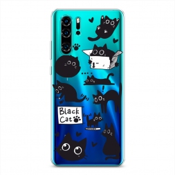 ����������� ����� Black cat doodles �� Huawei P30 Pro