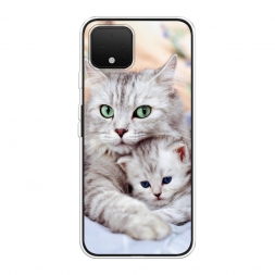 Силиконовый чехол Кошка и котёнок на Google Pixel 4