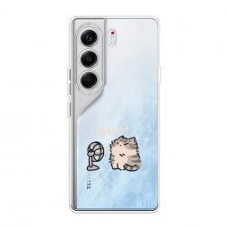 Силиконовый чехол Котик с вентилятором на Tecno Camon 40 Pro