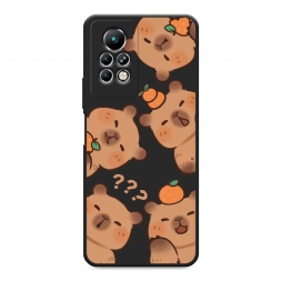 Матовый силиконовый чехол Мультяшные капибары 2 на Infinix Note 11 Pro
