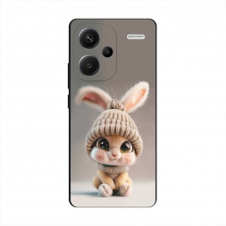 Матовый силиконовый чехол Крольчонок в вязаной шапке на Xiaomi Redmi Note 13 Pro Plus