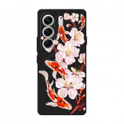 Матовый силиконовый чехол Карпы и сакура на Tecno Camon 40 Pro 5G