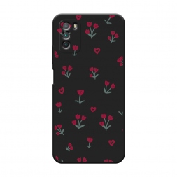 Матовый силиконовый чехол Красные тюльпанчики на Xiaomi Poco M3