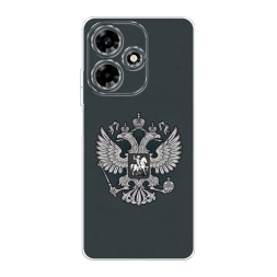 Силиконовый чехол Герб России серый на Infinix Hot 30