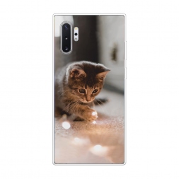 Силиконовый чехол Котенок с огоньками на Samsung Galaxy Note 10 Plus
