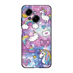 Матовый силиконовый чехол Rainbow doodles на Tecno Spark Go 1