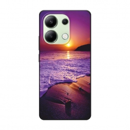 Матовый силиконовый чехол Закат на пляже на Xiaomi Redmi Note 13 4G (Global)