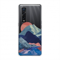 Силиконовый чехол Закат в снежных горах на Oppo Find X2 Pro