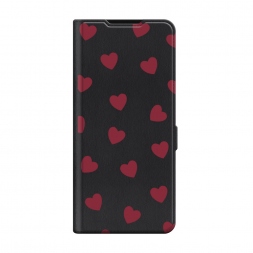 Чехол-книжка Premium Бордовые сердечки паттерн на Infinix HOT 40i
