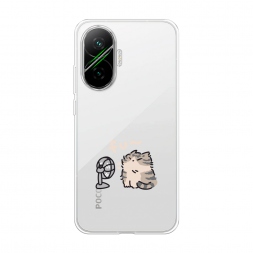 Силиконовый чехол Котик с вентилятором на Xiaomi Poco F7