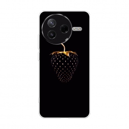 Силиконовый чехол Черно-золотая клубника на Xiaomi POCO F7 Pro