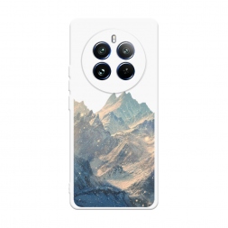 Чехол soft touch белый Горы арт 2 на Realme 12 Pro Plus