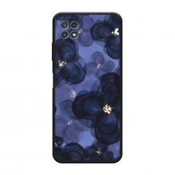 Матовый силиконовый чехол Тёмно-синие цветы на Samsung Galaxy A22s 5G