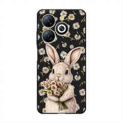 Матовый силиконовый чехол Зайка с букетом на Infinix Smart 8 Plus