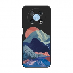Матовый силиконовый чехол Закат в снежных горах на Huawei Nova Y90