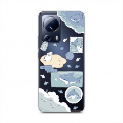 Силиконовый чехол Крольчонок и акула на Xiaomi 13 Lite