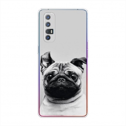 Силиконовый чехол Ушастый мопс на Oppo Reno 3 Pro