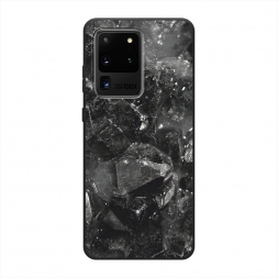 Матовый силиконовый чехол Чёрный кристалл текстура на Samsung Galaxy S20 Ultra