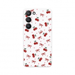 Soft touch белый Вишни и ленточки на Samsung Galaxy S23 5G