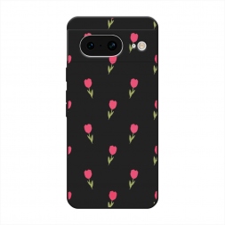 Матовый силиконовый чехол Паттерн из тюльпанов 2 на Google Pixel 8