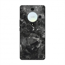 Матовый силиконовый чехол Чёрный кристалл текстура на Honor X9A