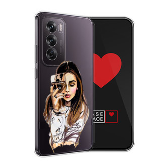Силиконовый чехол Девушка с бокалом на Oppo Reno 12 pro