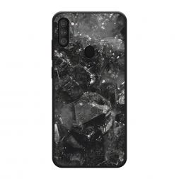 Матовый силиконовый чехол Чёрный кристалл текстура на Samsung Galaxy A11