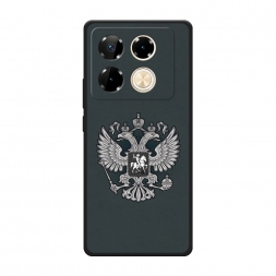 Матовый силиконовый чехол Герб России серый на Infinix Note 40 Pro 4G