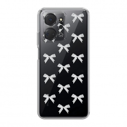 Силиконовый чехол Белые бантики на Honor X7A Plus