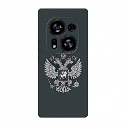 Матовый силиконовый чехол Герб России серый на Tecno Phantom X2