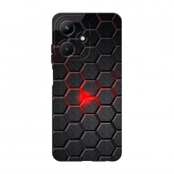 Матовый силиконовый чехол Соты красные на Infinix Hot 30i