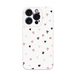 Soft touch белый Сердечки паттерн рисунок на iPhone 15 Pro