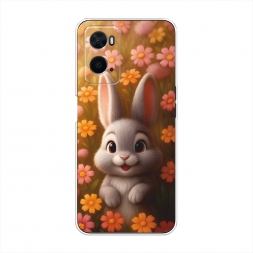 Силиконовый чехол Серый зайка на лугу на Oppo A36