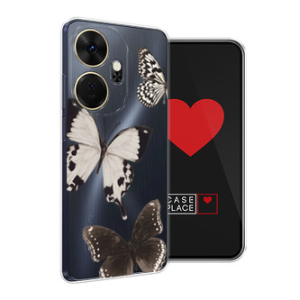 Силиконовый чехол Три монохромные бабочки на Itel P55+ 4G