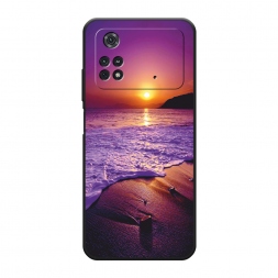 Матовый силиконовый чехол Закат на пляже на Xiaomi Poco M4 Pro 4G