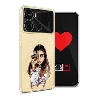 Силиконовый чехол Девушка с бокалом на Itel P40