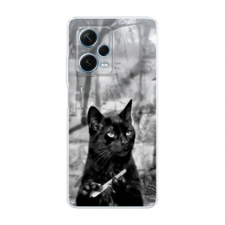 Силиконовый чехол Котик с пилкой на Redmi Note 12 Pro Plus