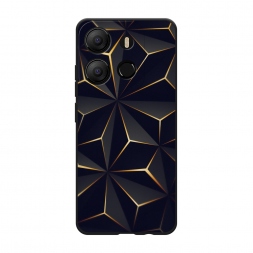 Матовый силиконовый чехол Черные полигоны на Tecno Pop 7