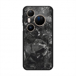 Матовый силиконовый чехол Чёрный кристалл текстура на Huawei Pura 80 Ultra