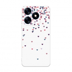 Чехол soft touch белый Посыпка сердечки на Tecno Spark 10 4G