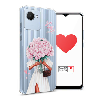 Силиконовый чехол Девушка с букетом пионов на Realme C30
