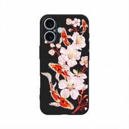 Матовый силиконовый чехол Карпы и сакура на iPhone 17