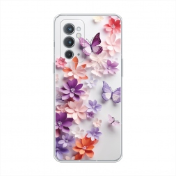 Силиконовый чехол Фиолетовые бабочки и цветы на OnePlus 9RT