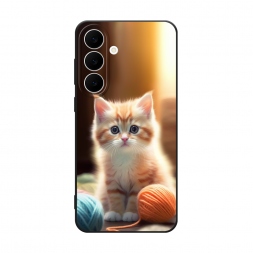 Матовый силиконовый чехол Рыжий котёнок с клубком на Samsung Galaxy S26 FE 5G