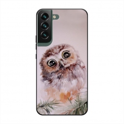 Матовый силиконовый чехол Сова на розовом на Samsung Galaxy S22